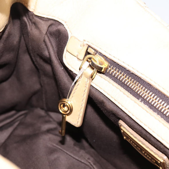 Miu Miu Hand Bag Leather 2way Beige Gold Tone Auth 167578A