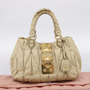 Miu Miu Hand Bag Leather 2way Beige Gold Tone Auth 167578A-12