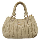 Miu Miu Hand Bag Leather 2way Beige Gold Tone Auth 167578A-2