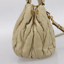 Miu Miu Hand Bag Leather 2way Beige Gold Tone Auth 167578A-3