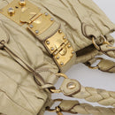 Miu Miu Hand Bag Leather 2way Beige Gold Tone Auth 167578A-14