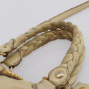 Miu Miu Hand Bag Leather 2way Beige Gold Tone Auth 167578A-15