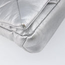 Miu Miu Shoulder Bag Leather Silver Auth 167579A-14