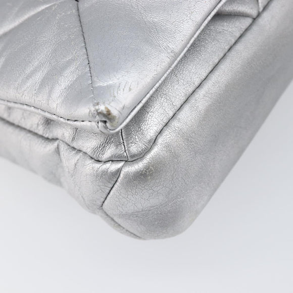 Miu Miu Shoulder Bag Leather Silver Auth 167579A