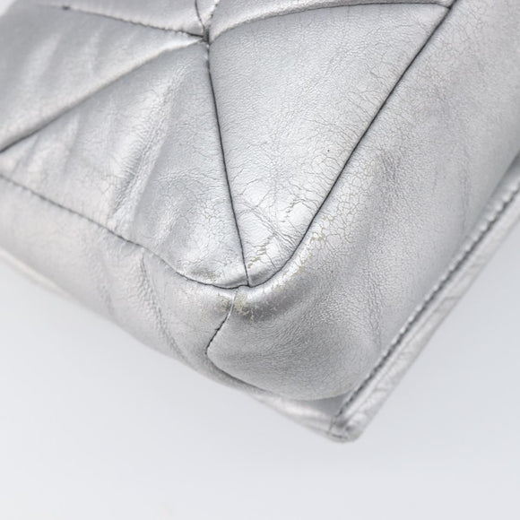 Miu Miu Shoulder Bag Leather Silver Auth 167579A