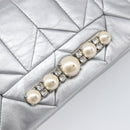 Miu Miu Shoulder Bag Leather Silver Auth 167579A-18