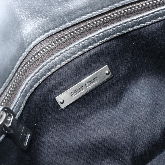 Miu Miu Shoulder Bag Leather Silver Auth 167579A
