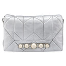 Miu Miu Shoulder Bag Leather Silver Auth 167579A-13