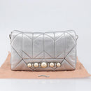 Miu Miu Shoulder Bag Leather Silver Auth 167579A-12