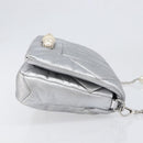 Miu Miu Shoulder Bag Leather Silver Auth 167579A-3