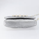 Miu Miu Shoulder Bag Leather Silver Auth 167579A-5