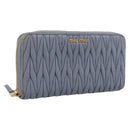Miu Miu Matelasse Long Wallet Leather Light Blue Gold Tone Auth 167582A-1