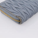 Miu Miu Matelasse Long Wallet Leather Light Blue Gold Tone Auth 167582A-16