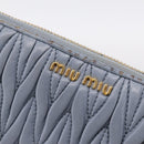 Miu Miu Matelasse Long Wallet Leather Light Blue Gold Tone Auth 167582A-17