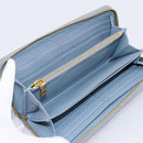 Miu Miu Matelasse Long Wallet Leather Light Blue Gold Tone Auth 167582A-9