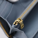 Miu Miu Matelasse Long Wallet Leather Light Blue Gold Tone Auth 167582A-19