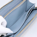 Miu Miu Matelasse Long Wallet Leather Light Blue Gold Tone Auth 167582A-20