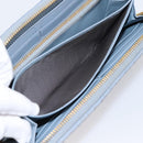 Miu Miu Matelasse Long Wallet Leather Light Blue Gold Tone Auth 167582A-21