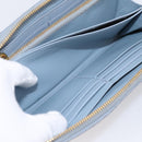 Miu Miu Matelasse Long Wallet Leather Light Blue Gold Tone Auth 167582A-22