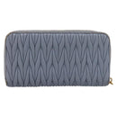 Miu Miu Matelasse Long Wallet Leather Light Blue Gold Tone Auth 167582A-2