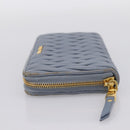Miu Miu Matelasse Long Wallet Leather Light Blue Gold Tone Auth 167582A-3