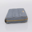 Miu Miu Matelasse Long Wallet Leather Light Blue Gold Tone Auth 167582A-4