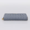 Miu Miu Matelasse Long Wallet Leather Light Blue Gold Tone Auth 167582A-6
