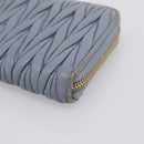 Miu Miu Matelasse Long Wallet Leather Light Blue Gold Tone Auth 167582A-7