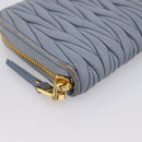 Miu Miu Matelasse Long Wallet Leather Light Blue Gold Tone Auth 167582A-14