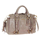 Miu Miu Hand Bag Leather 2way Pink Gold Tone Auth 167584A-1