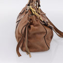 Miu Miu Hand Bag Leather 2way Brown Gold Tone Auth 167587V-3
