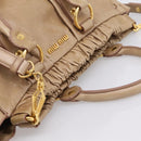 Miu Miu Hand Bag Leather 2way Beige Gold Tone Auth 167588M-6