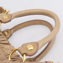 Miu Miu Hand Bag Leather 2way Beige Gold Tone Auth 167588M-14