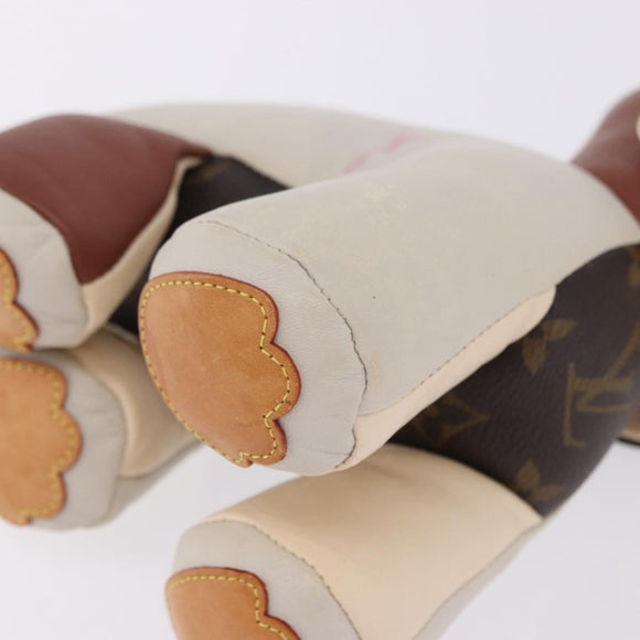 LOUIS VUITTON Monogram Dudu Oscar Stuffed Dog Leather Beige GI0251 Auth 167589A