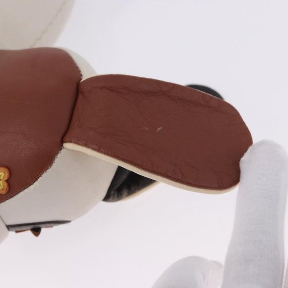 LOUIS VUITTON Monogram Dudu Oscar Stuffed Dog Leather Beige GI0251 Auth 167589A