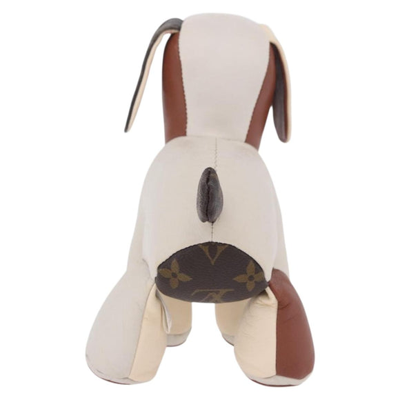LOUIS VUITTON Monogram Dudu Oscar Stuffed Dog Leather Beige GI0251 Auth 167589A