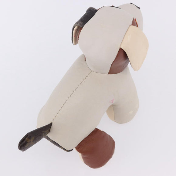 LOUIS VUITTON Monogram Dudu Oscar Stuffed Dog Leather Beige GI0251 Auth 167589A
