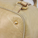 Miu Miu Hand Bag Leather Beige Gold Tone Auth 167591A-15