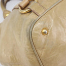 Miu Miu Hand Bag Leather Beige Gold Tone Auth 167591A-16
