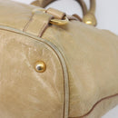 Miu Miu Hand Bag Leather Beige Gold Tone Auth 167591A-17