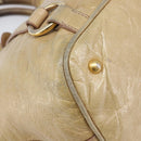 Miu Miu Hand Bag Leather Beige Gold Tone Auth 167591A-18