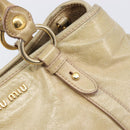 Miu Miu Hand Bag Leather Beige Gold Tone Auth 167591A-20