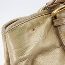 Miu Miu Hand Bag Leather Beige Gold Tone Auth 167591A-21