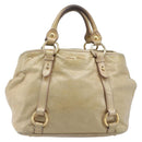 Miu Miu Hand Bag Leather Beige Gold Tone Auth 167591A-13