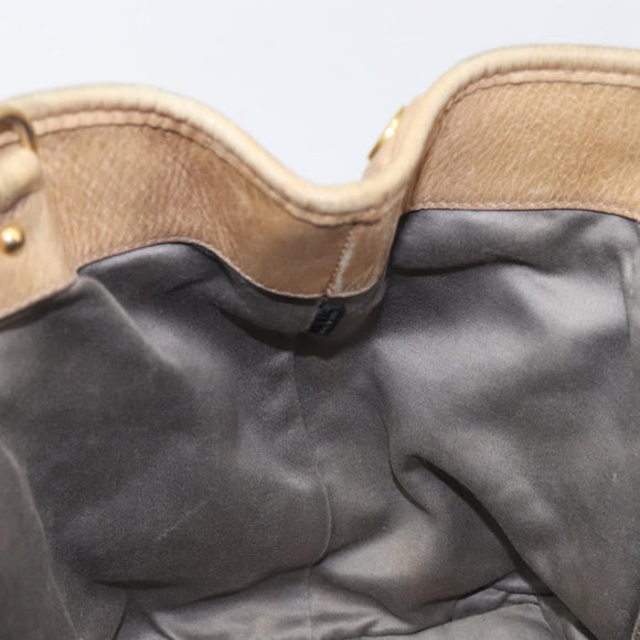 Miu Miu Hand Bag Leather Beige Gold Tone Auth 167591A