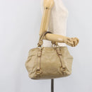 Miu Miu Hand Bag Leather Beige Gold Tone Auth 167591A-28