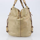 Miu Miu Hand Bag Leather Beige Gold Tone Auth 167591A-3