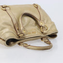 Miu Miu Hand Bag Leather Beige Gold Tone Auth 167591A-14