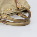 Miu Miu Hand Bag Leather Beige Gold Tone Auth 167591A-6
