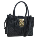 Miu Miu Matelasse Hand Bag Leather 2way Black Gold Tone Auth 167593SAM-1